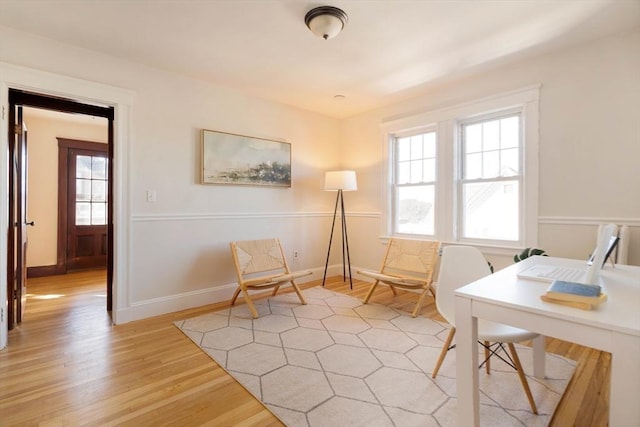 office space featuring light hardwood / wood-style flooring