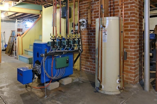 utility room with water heater
