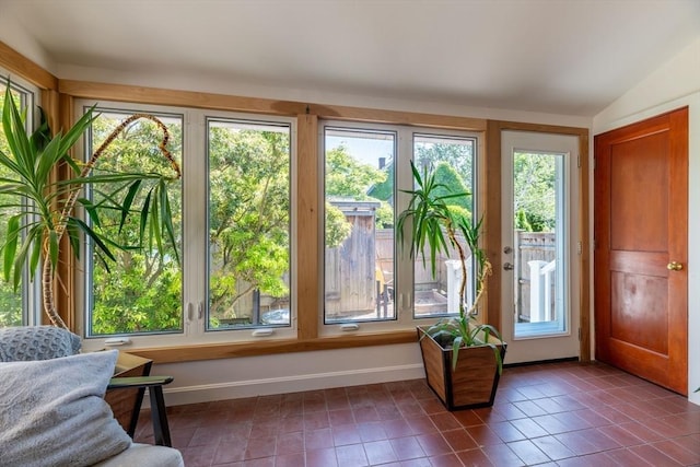 203 State St, Northampton, MA 01060 - doorway to outside featuring baseboards and dark tile patterned floors