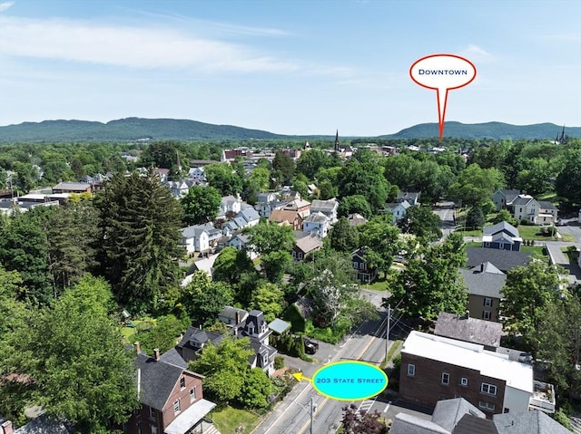 203 State St, Northampton, MA 01060 - aerial view of property's location featuring mountains and nearby suburban area