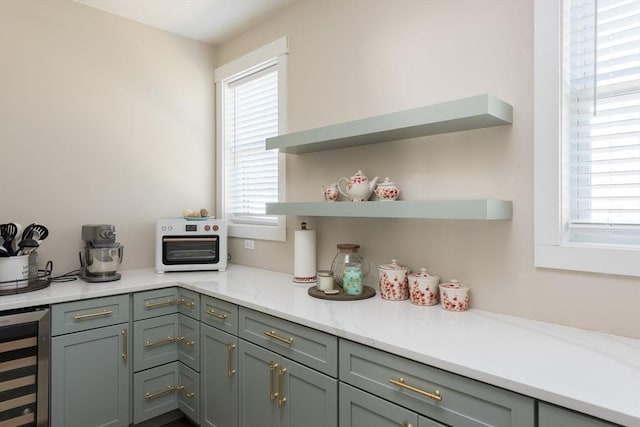 79 Neshobe Rd, Mashpee, MA 02649 - kitchen with wine cooler and open shelves