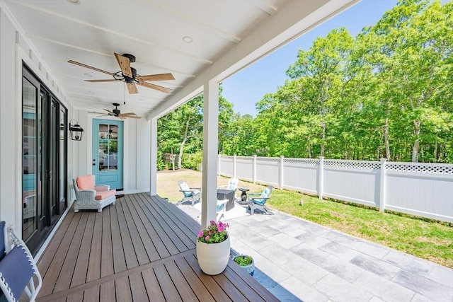 79 Neshobe Rd, Mashpee, MA 02649 - deck with a ceiling fan and a patio area