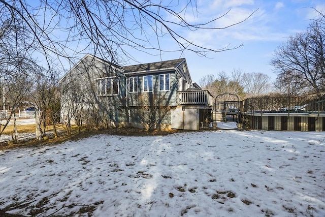 view of snow covered exterior