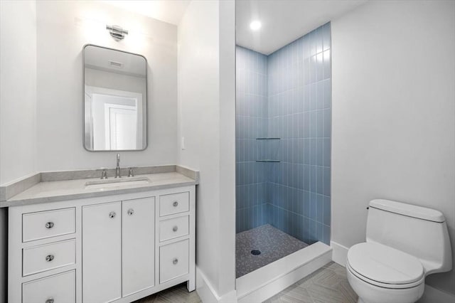 34 Otis Hill Rd, Hingham, MA 02043 - full bathroom featuring vanity, toilet, tiled shower, and baseboards