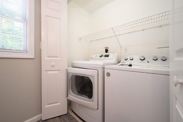 2 Dalton Ter, Holbrook, MA 02343 - laundry area featuring independent washer and dryer and dark wood-style flooring