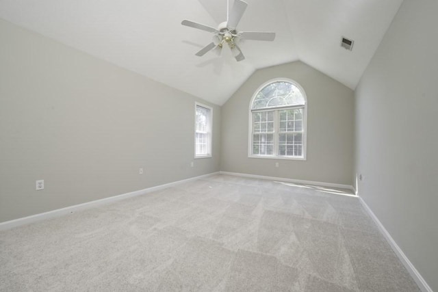 2 Dalton Ter, Holbrook, MA 02343 - empty room featuring vaulted ceiling, ceiling fan, and light carpet