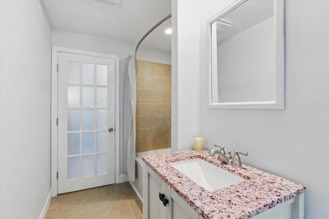 15 Temi Rd, Beverly, MA 01915 - full bathroom featuring vanity, tile patterned flooring, and shower / bathtub combination with curtain