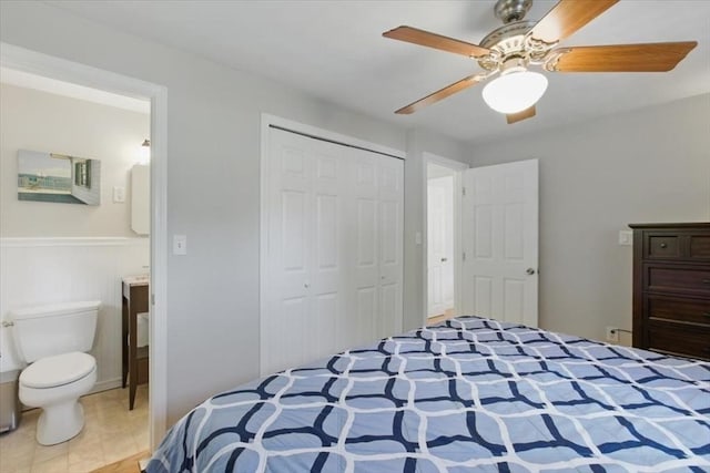 15 Temi Rd, Beverly, MA 01915 - bedroom with a closet, ceiling fan, and connected bathroom
