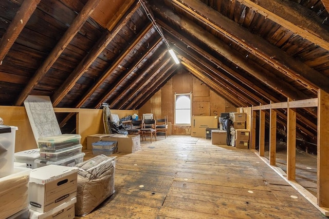 view of unfinished attic