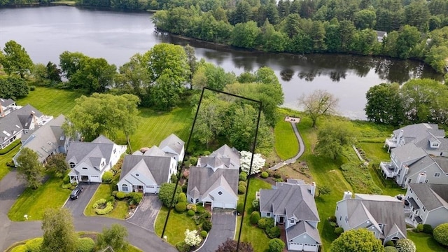 244 Salem End Rd, Framingham, MA 01702 - aerial view of residential area featuring a large body of water and property boundaries highlighted