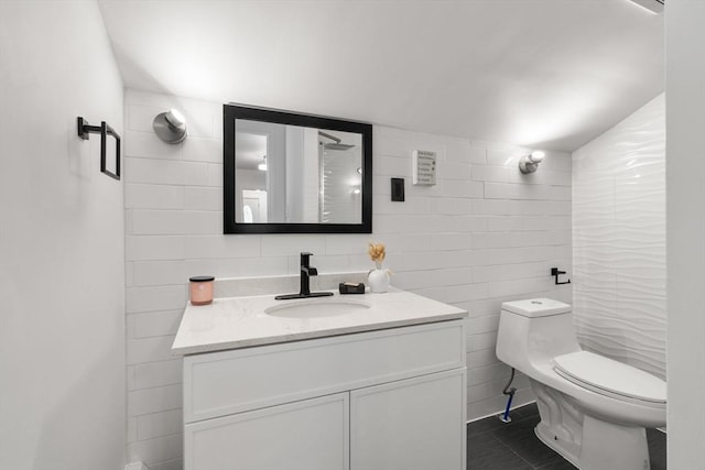 20 Pleasant View Ave, Everett, MA 02149 - bathroom featuring vanity, tile patterned flooring, and tile walls