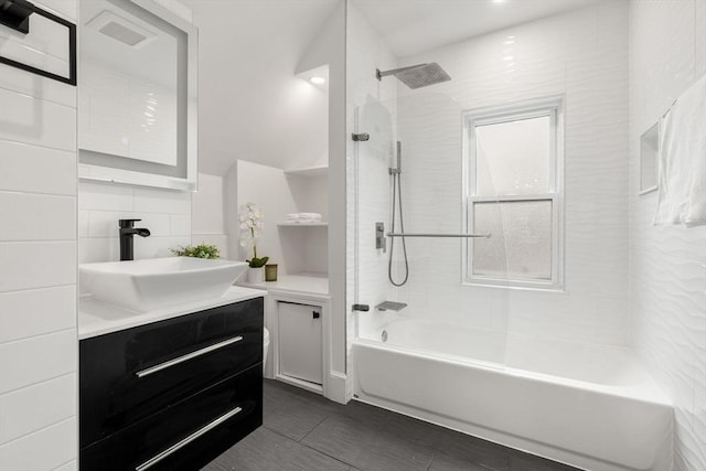 20 Pleasant View Ave, Everett, MA 02149 - bathroom featuring vanity, shower / bath combination, and tile patterned flooring