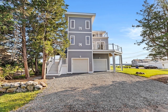 exterior space with a front lawn and a garage