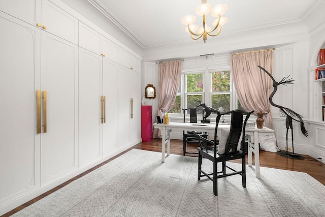 258-260 Beacon St Unit 4, Boston, MA 02116 - office space with ornamental molding, a chandelier, and wood finished floors