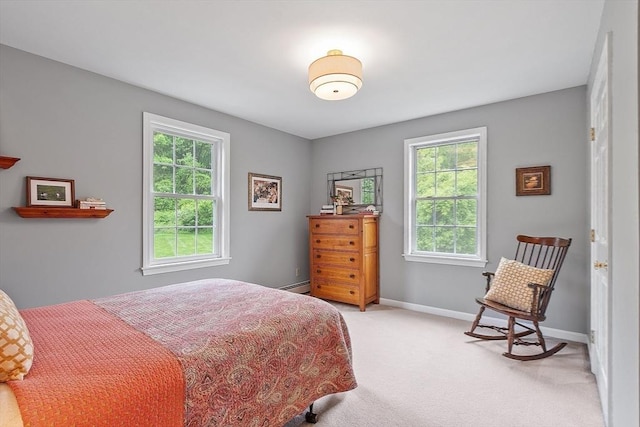 86 S Cross Rd, Haverhill, MA 01835 - bedroom featuring multiple windows, light carpet, a baseboard heating unit, and baseboards