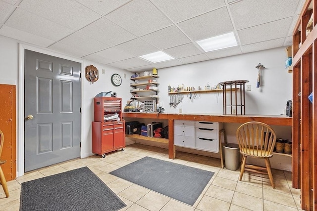 86 S Cross Rd, Haverhill, MA 01835 - misc room featuring a drop ceiling and light tile patterned floors