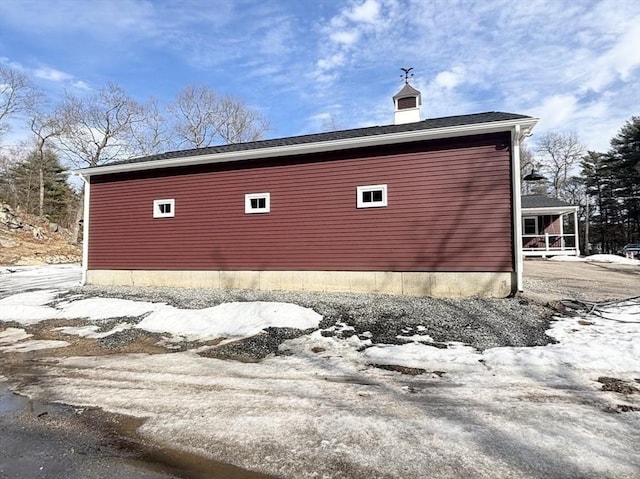 view of snow covered exterior