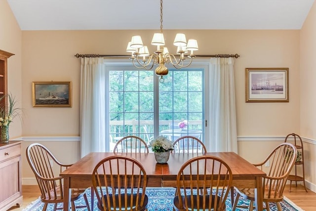 20 Crestview Cir, Barnstable, MA 02632 - dining room with a chandelier, light wood-type flooring, and baseboards