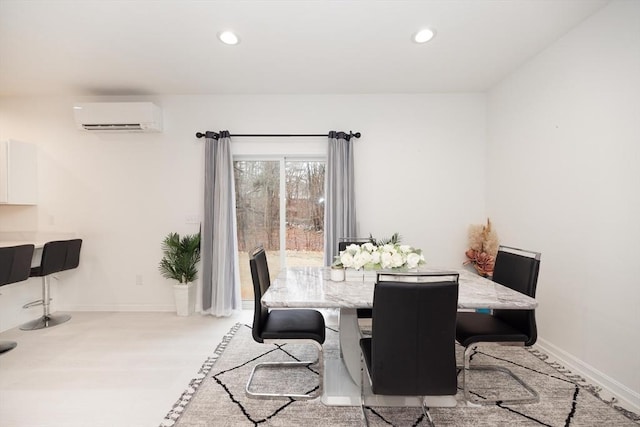 dining room with a wall mounted air conditioner