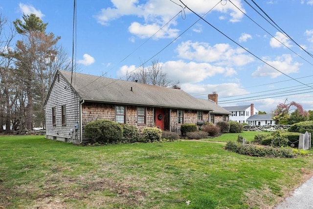 1 Pine Ln, Warren, RI 02885 - view of front facade with a front lawn and a chimney