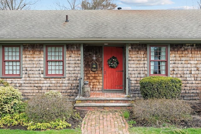 1 Pine Ln, Warren, RI 02885 - view of exterior entry with roof with shingles