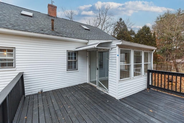 deck featuring a sunroom