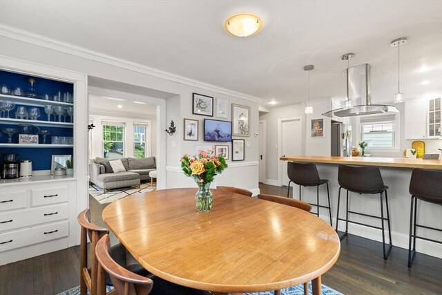 61 Howitt Rd, Boston, MA 02132 - dining room with dark wood finished floors and crown molding