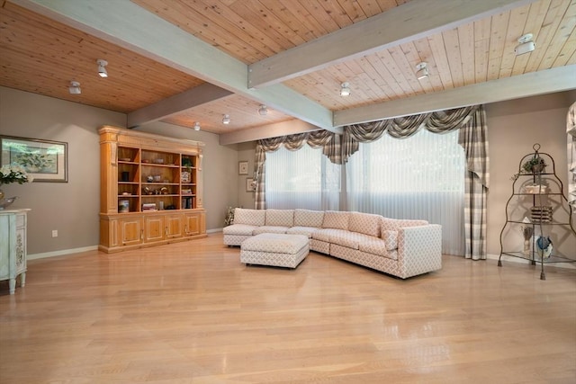 12 Laurus Ln, Newton, MA 02459 - living area with wood finished floors and a wood ceiling with exposed beams