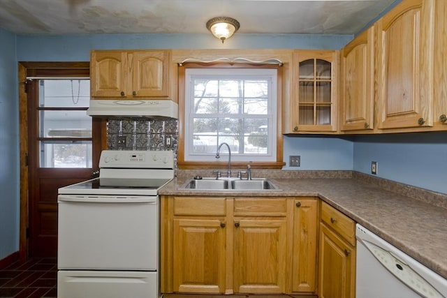 kitchen with white appliances and sink