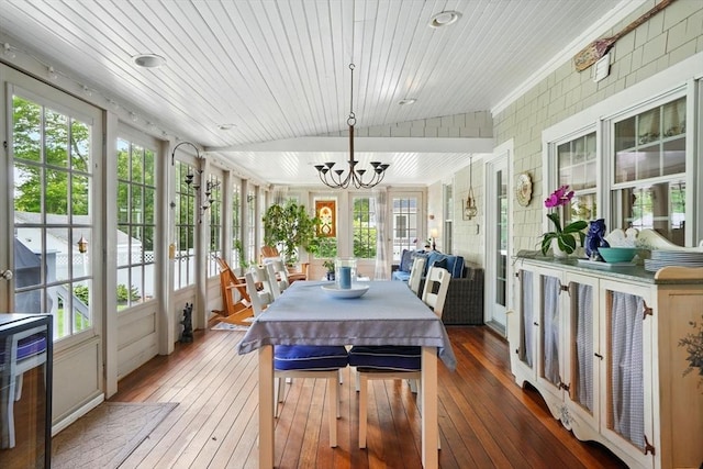 149 Acorn St, Marshfield, MA 02050 - sunroom / solarium with hardwood / wood-style floors and a chandelier