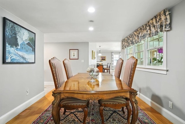 149 Acorn St, Marshfield, MA 02050 - dining space with baseboards, light wood-type flooring, and recessed lighting