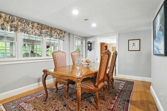 149 Acorn St, Marshfield, MA 02050 - dining room with baseboards, wood finished floors, and recessed lighting
