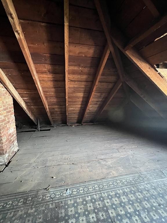 view of unfinished attic