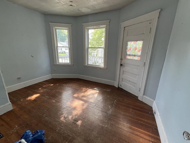 entryway with dark wood-type flooring