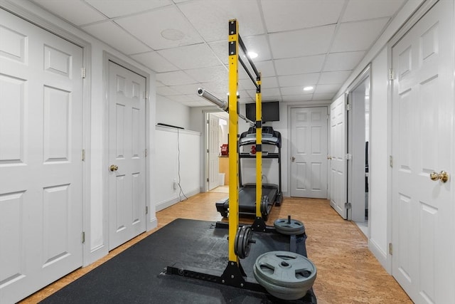 8 Macleod Ln, Acton, MA 01720 - workout room with a drop ceiling and light wood-type flooring