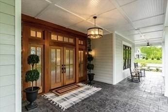 doorway to property featuring french doors