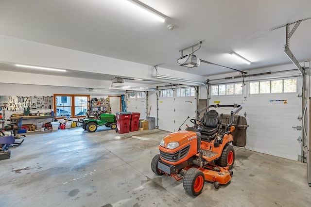 garage with a garage door opener