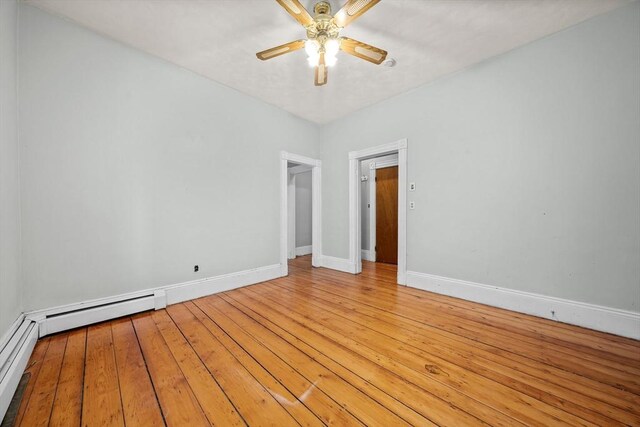 633 E Sixth St, Boston, MA 02127 - empty room with ceiling fan, baseboards, and light wood-style floors