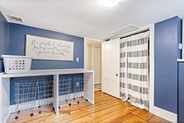 office with hardwood / wood-style flooring