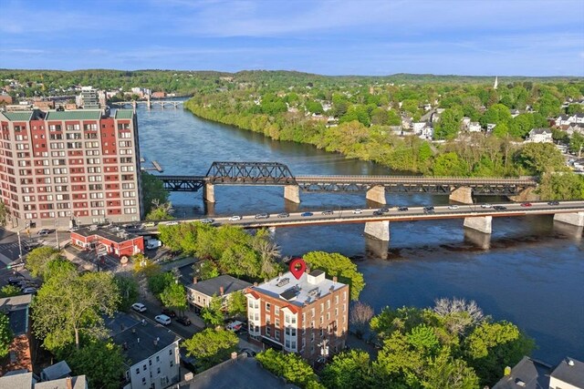 72 River St Unit 8, Haverhill, MA 01832 - aerial view of a notable bridge and a nearby body of water