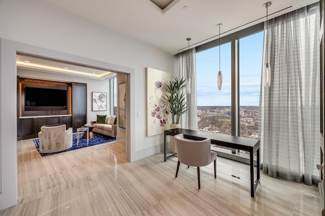 home office with expansive windows