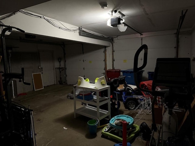 garage with a garage door opener
