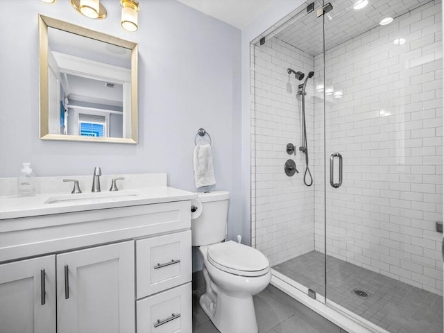 49 Coffey St Unit B, Boston, MA 02122 - bathroom featuring a stall shower, vanity, toilet, and tile patterned floors