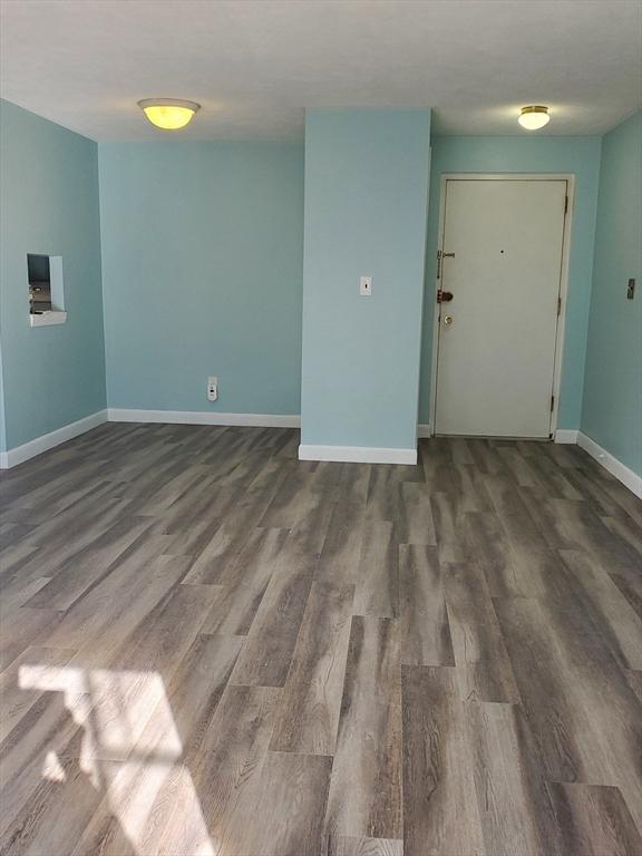 spare room with dark wood-type flooring