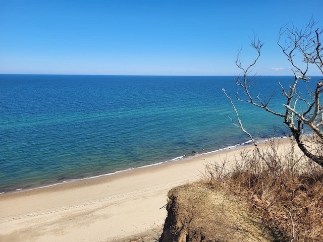 view of water feature with a view of the beach