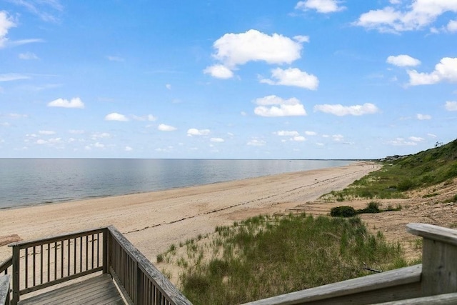 view of water feature featuring a view of the beach