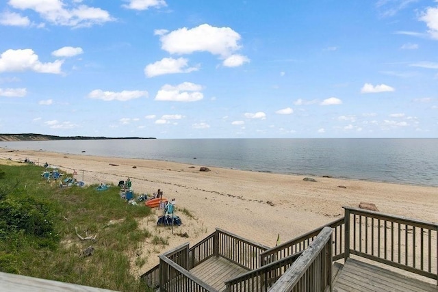 view of water feature featuring a beach view