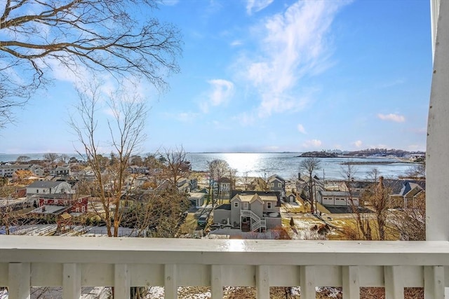 view of water feature with a residential view