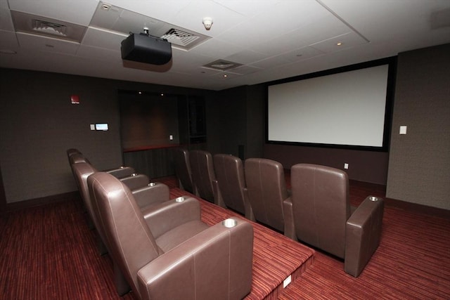 cinema with dark hardwood / wood-style floors