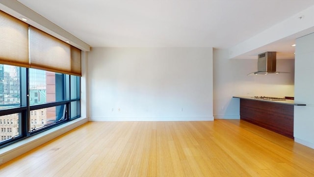 unfurnished living room featuring light hardwood / wood-style floors